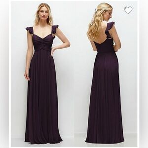 Dessy collection byrn 3158 ruffles strap chiffon bustier maxi dress. Size 8